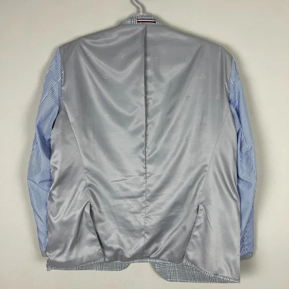 TOMMY HILFIGER Blazer Jacket Sport Coat Mens 46S Gray Blue Glen Plaid Preppy